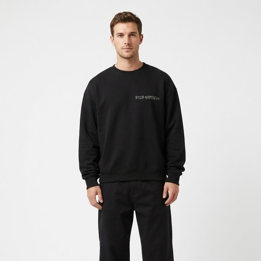 BASIC LOGO OVERSIZE SWEATSHIRT Siyah
