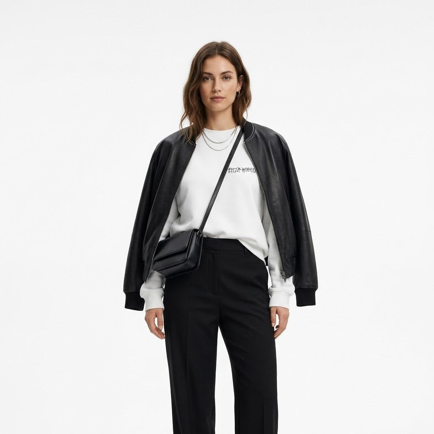 BASIC LOGO OVERSIZE SWEATSHIRT Beyaz