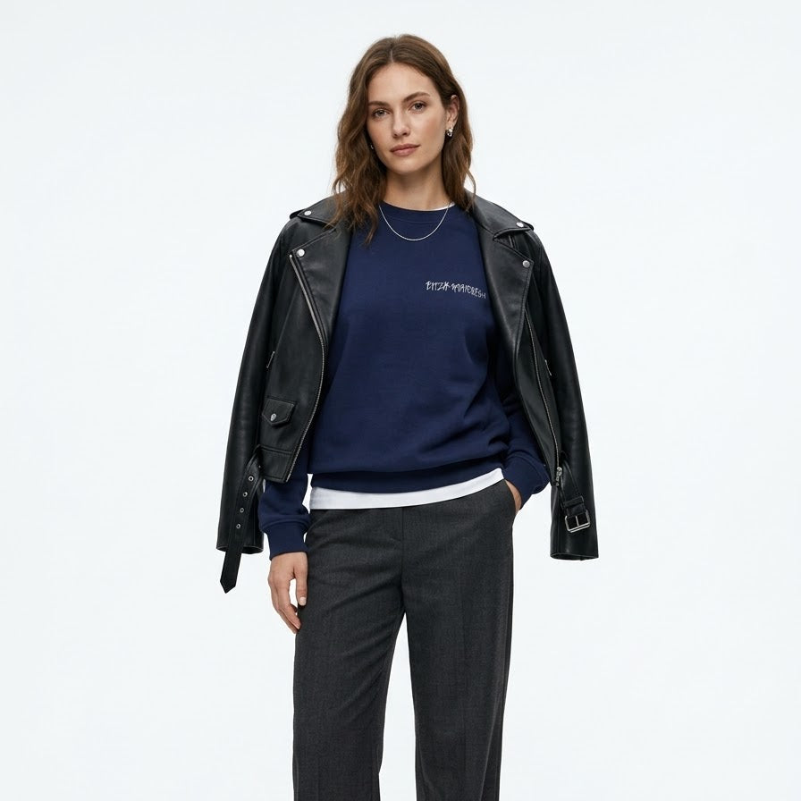 BASIC LOGO OVERSIZE SWEATSHIRT Lacivert