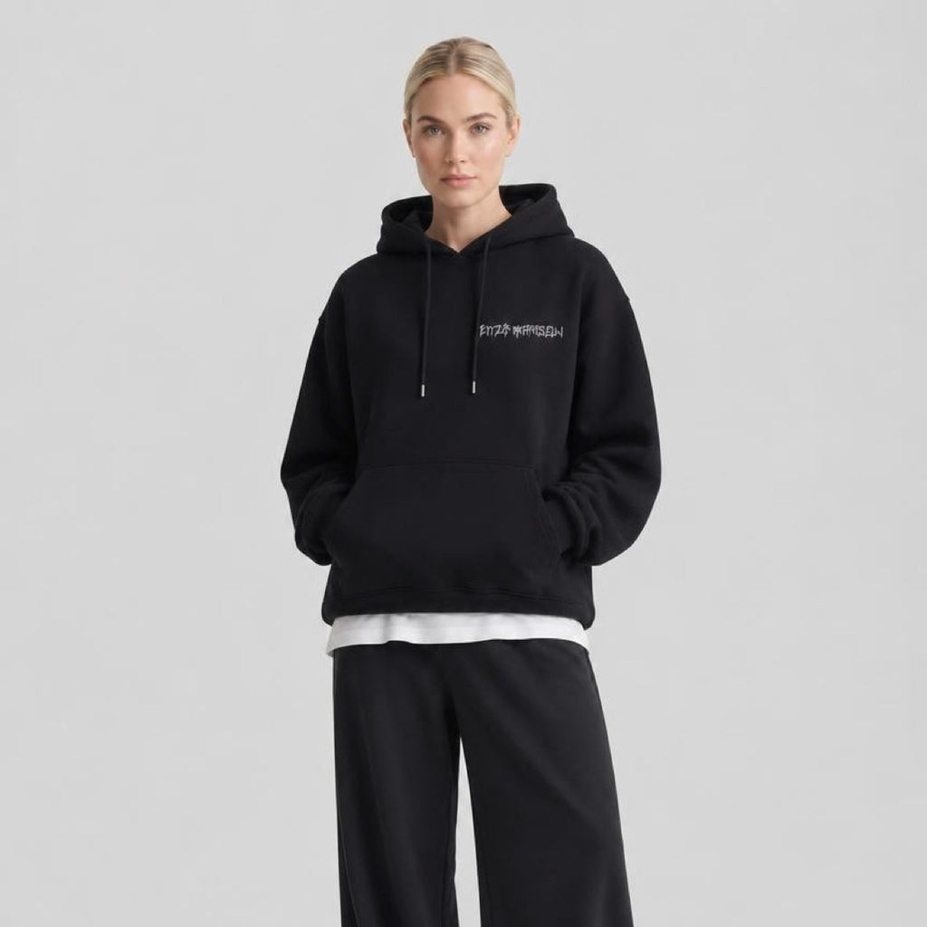 BASIC LOGO OVERSIZE HOODIE Siyah
