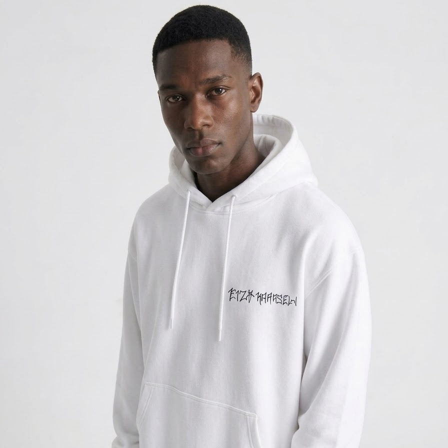 BASIC LOGO OVERSIZE HOODIE Beyaz